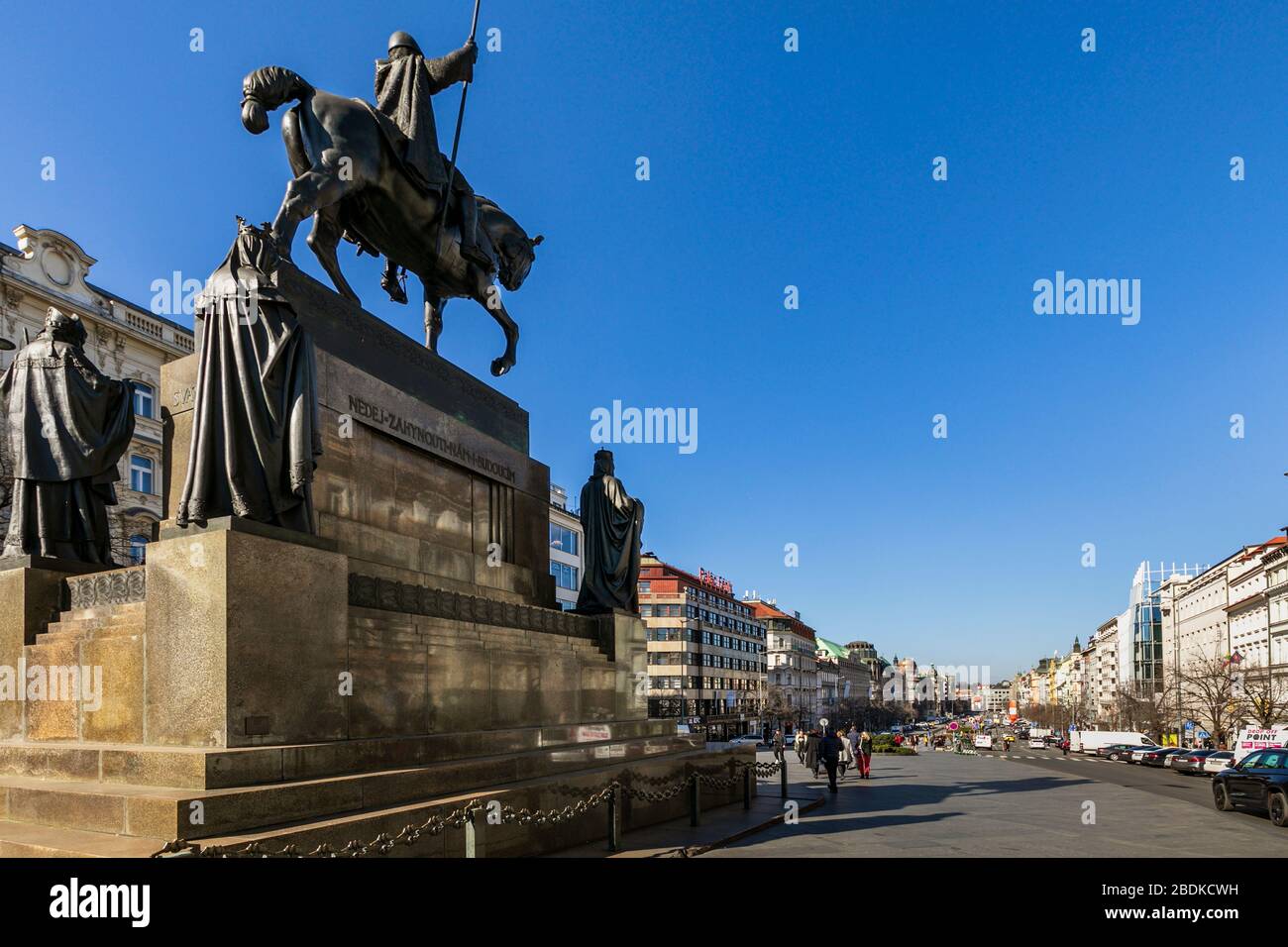 Statue von St. Wenzel Wenzelsplatz (Václavské Náměstí), Prag, Tschechische Republik Stockfoto