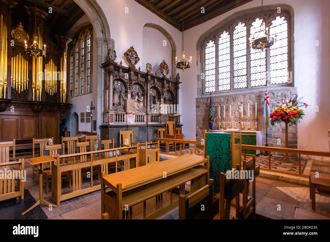 Das Innere der Chapel Royal befindet sich im Tower of London, im Zentrum von London, Großbritannien. Stockfoto