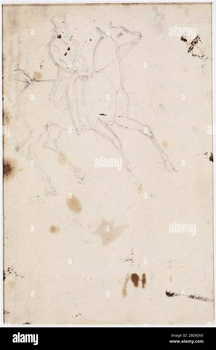 Géricault - UN Cavalier en redingote et chapeau haut de forme, NI788verso;AI2109verso. Stockfoto