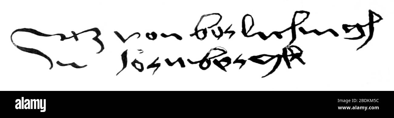 Götz von Berlichingen Signatur. Stockfoto