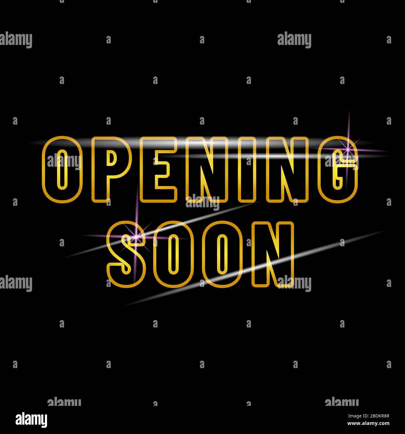 Bald öffnen Plakat Design isoliert schwarzen Hintergrund Stock Vektor