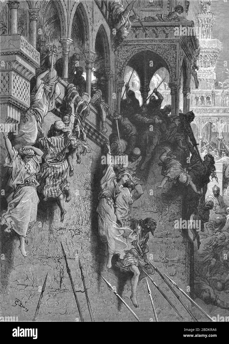 Gustave Dore durchzieht das Massaker von antiochia Stockfotografie Alamy