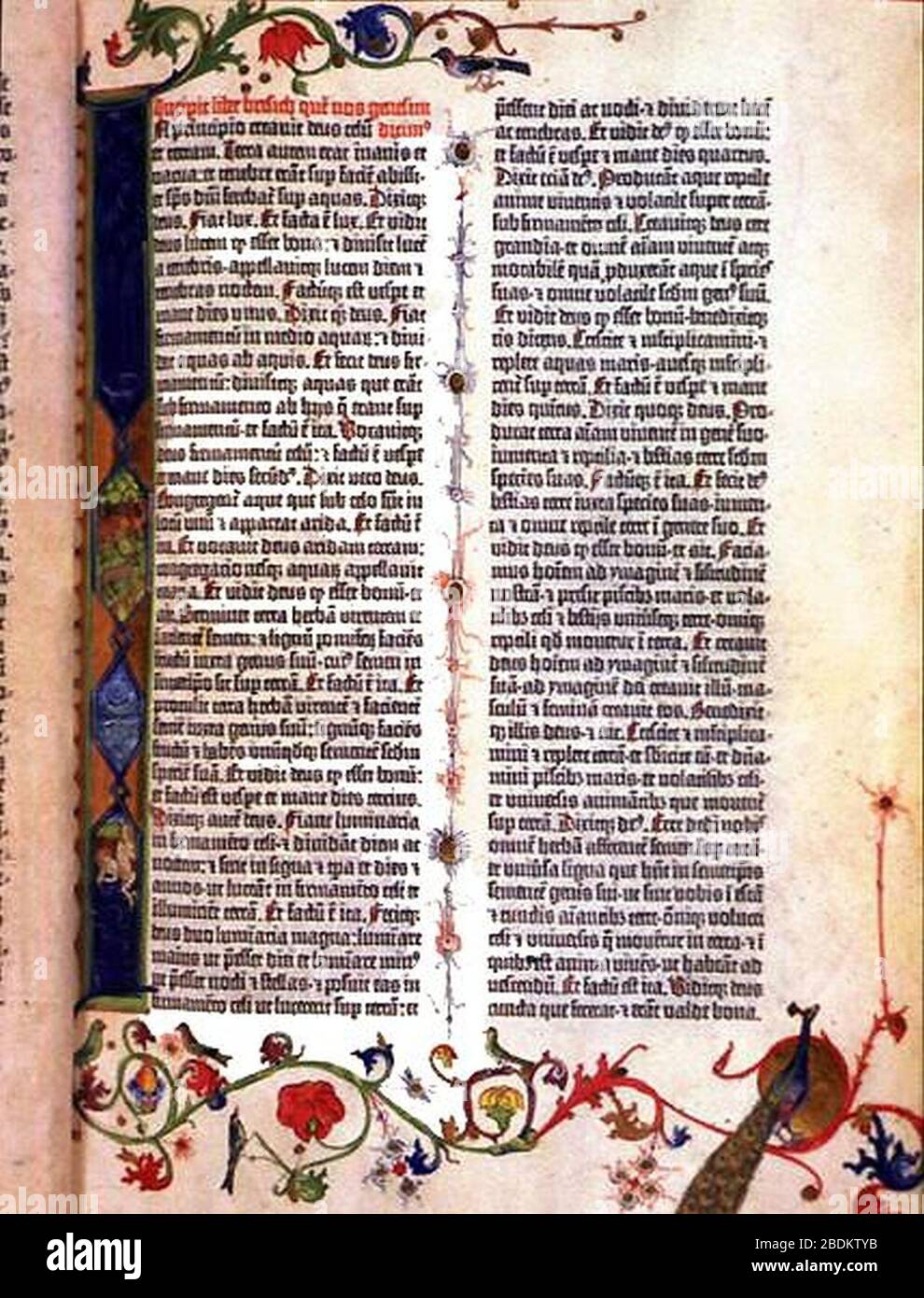 Gutenberg-Bibel (Seite). Stockfoto
