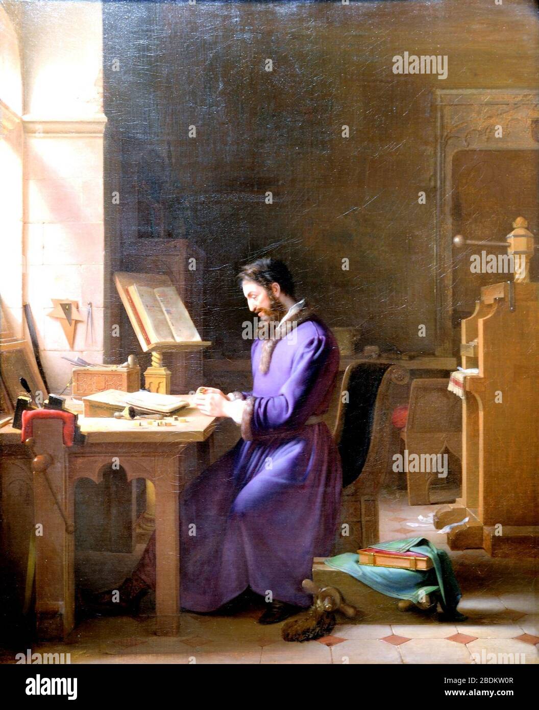 Gutenberg inventant l‥99imprimerie-Jean-Antoine Laurent-MBA Lyon 2014 02. Stockfoto