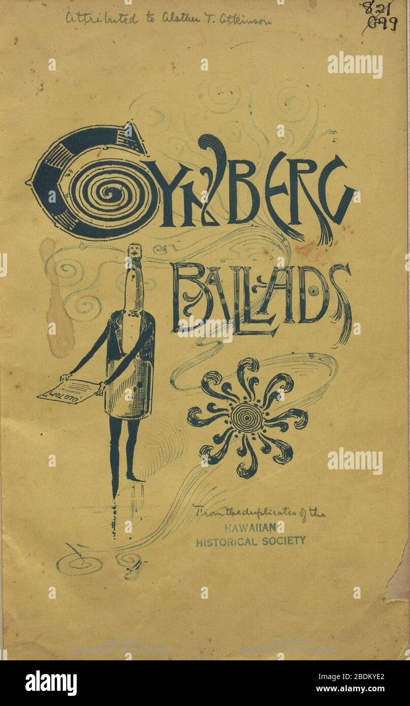 Gynberg Ballads, Titelbild, 1887. Stockfoto