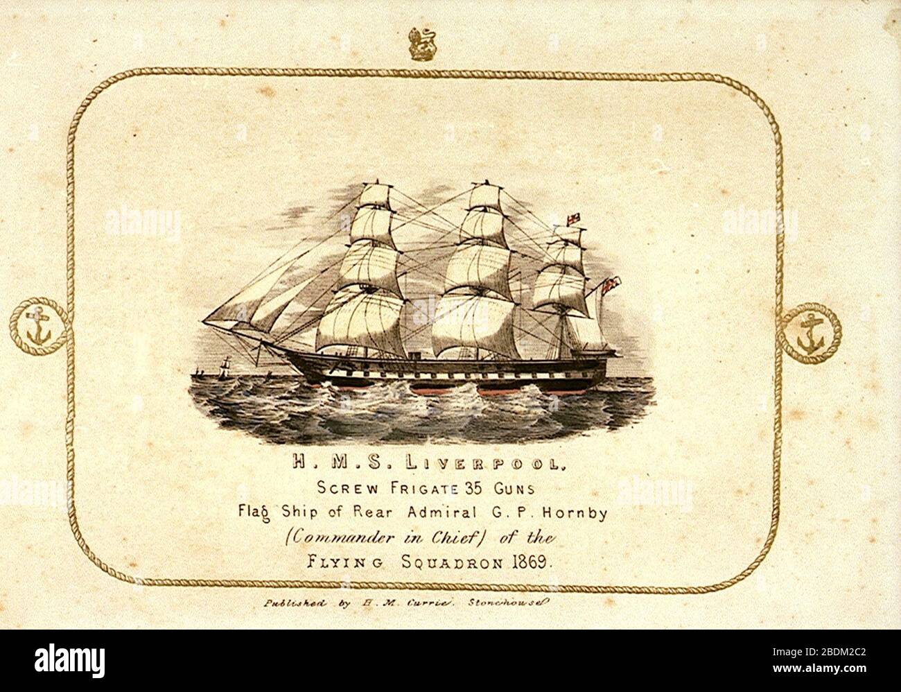 H.M.S. Liverpooler Schneckenfregatte 35 Geschütze. Flaggschiff von Rear Admiral G. P. Hornby (Oberbefehlshaber) der Flying Squadron 1869 Stockfoto