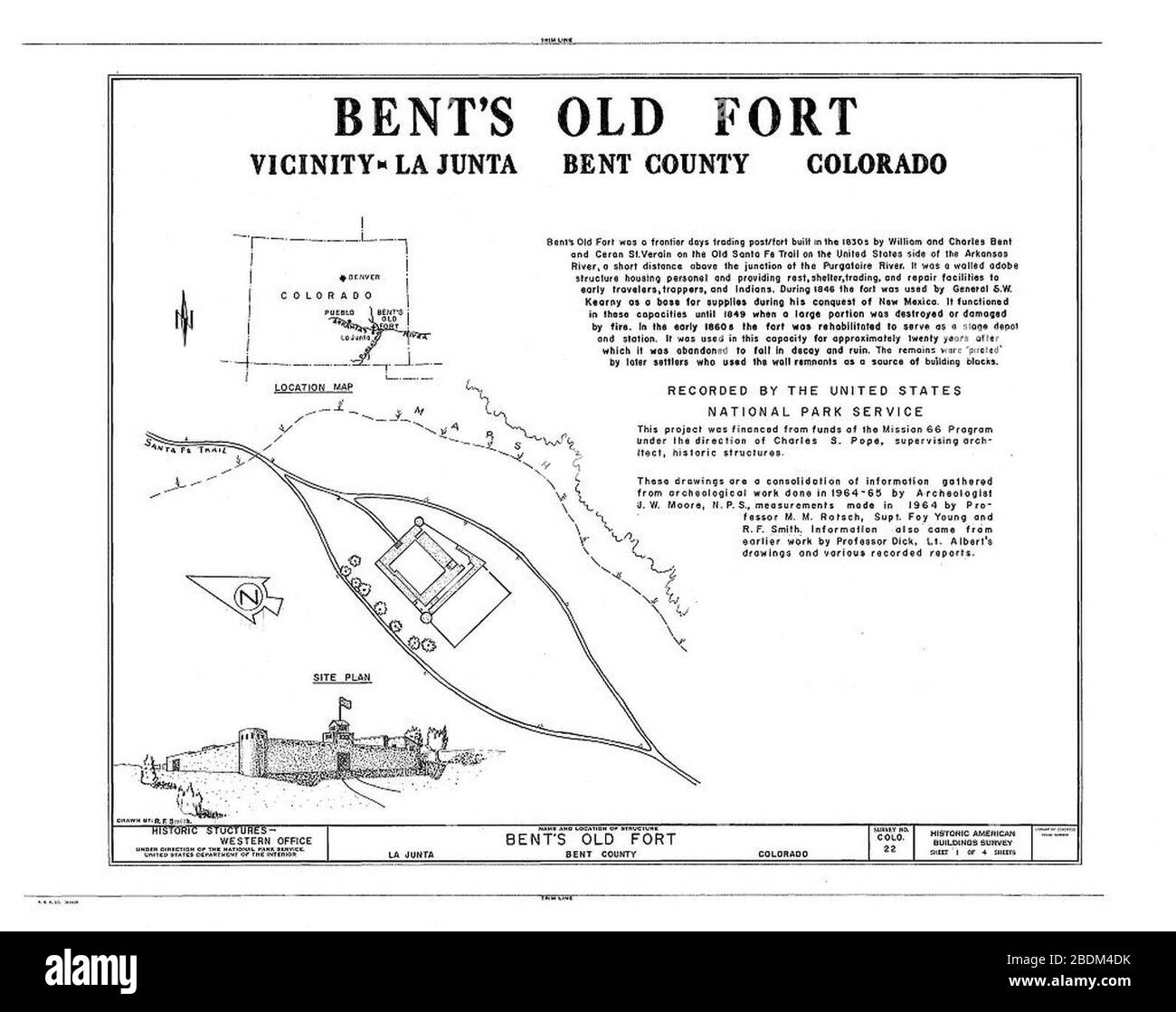 HABS COLO,6-LAJUNT,1- (Blatt 1 von 4) - Old Fort Bent, La Junta, Otero County, CO 00001V. Stockfoto