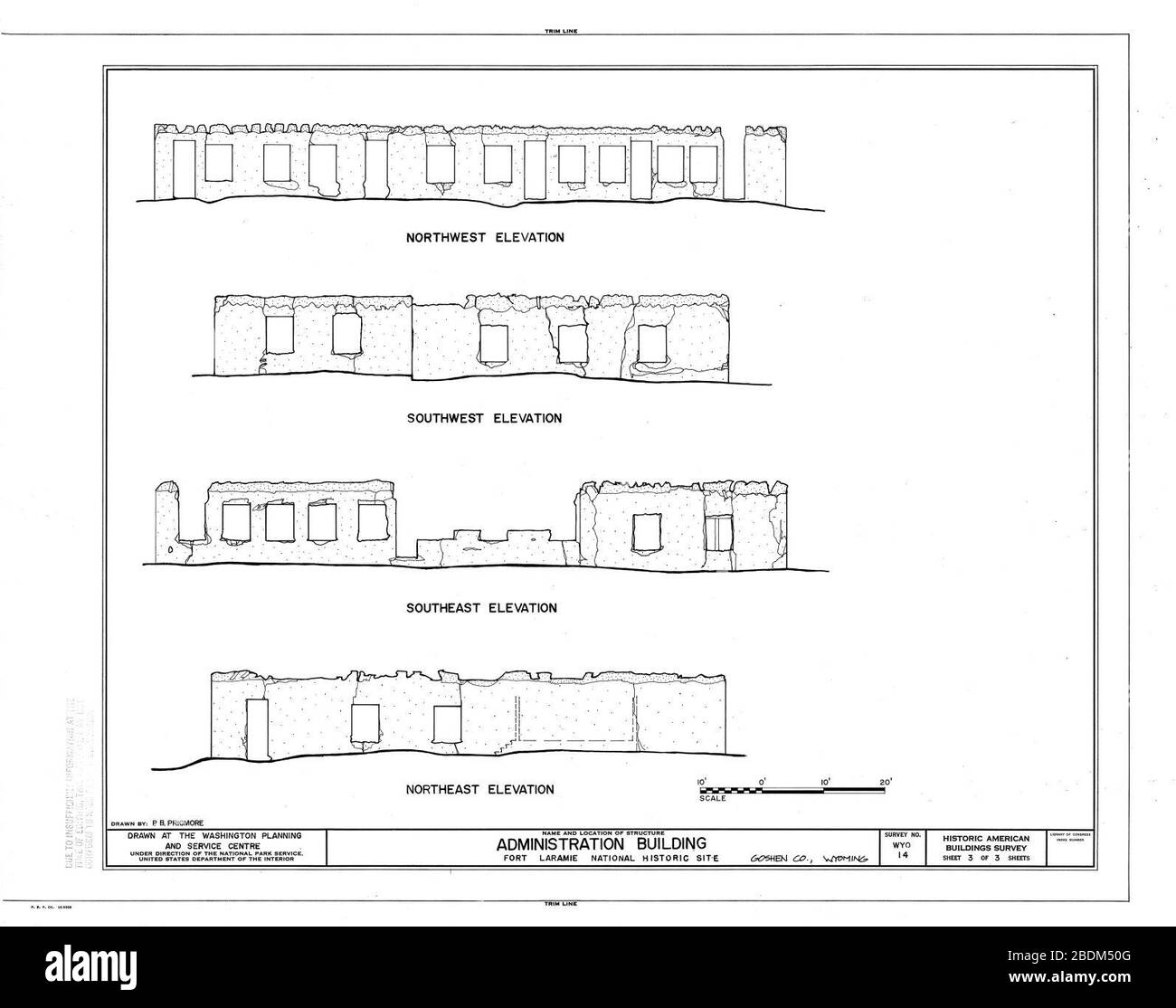 Habs-Hebungen-der-Verwaltung-Gebäuderuinen-ihre-Restmauern-sind-aus-Kalk-Grußbeton. Stockfoto