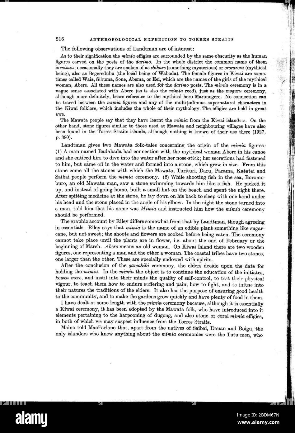 Haddon-Berichte der Cambridge Anthropological Expedition to Torres Straits-Vol 1 General Ethnography-ttu stc001 000031 Seite 236 Bild 0001. Stockfoto