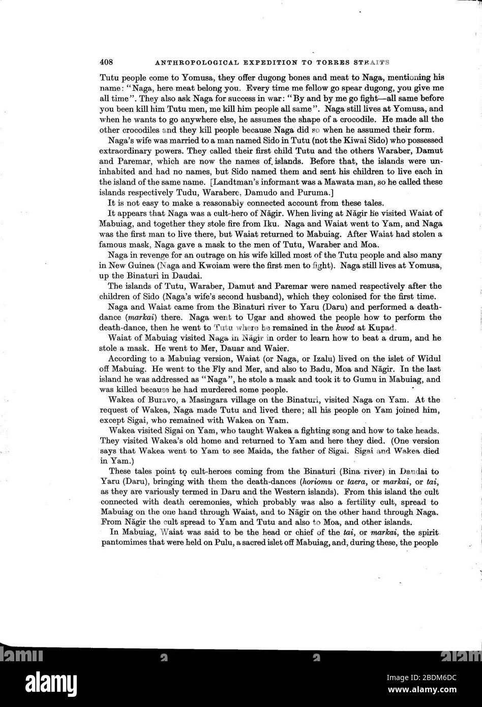 Haddon-Berichte der Cambridge Anthropological Expedition to Torres Straits-Vol 1 General Ethnography-ttu stc001 000031 Seite 428 Bild 0001. Stockfoto