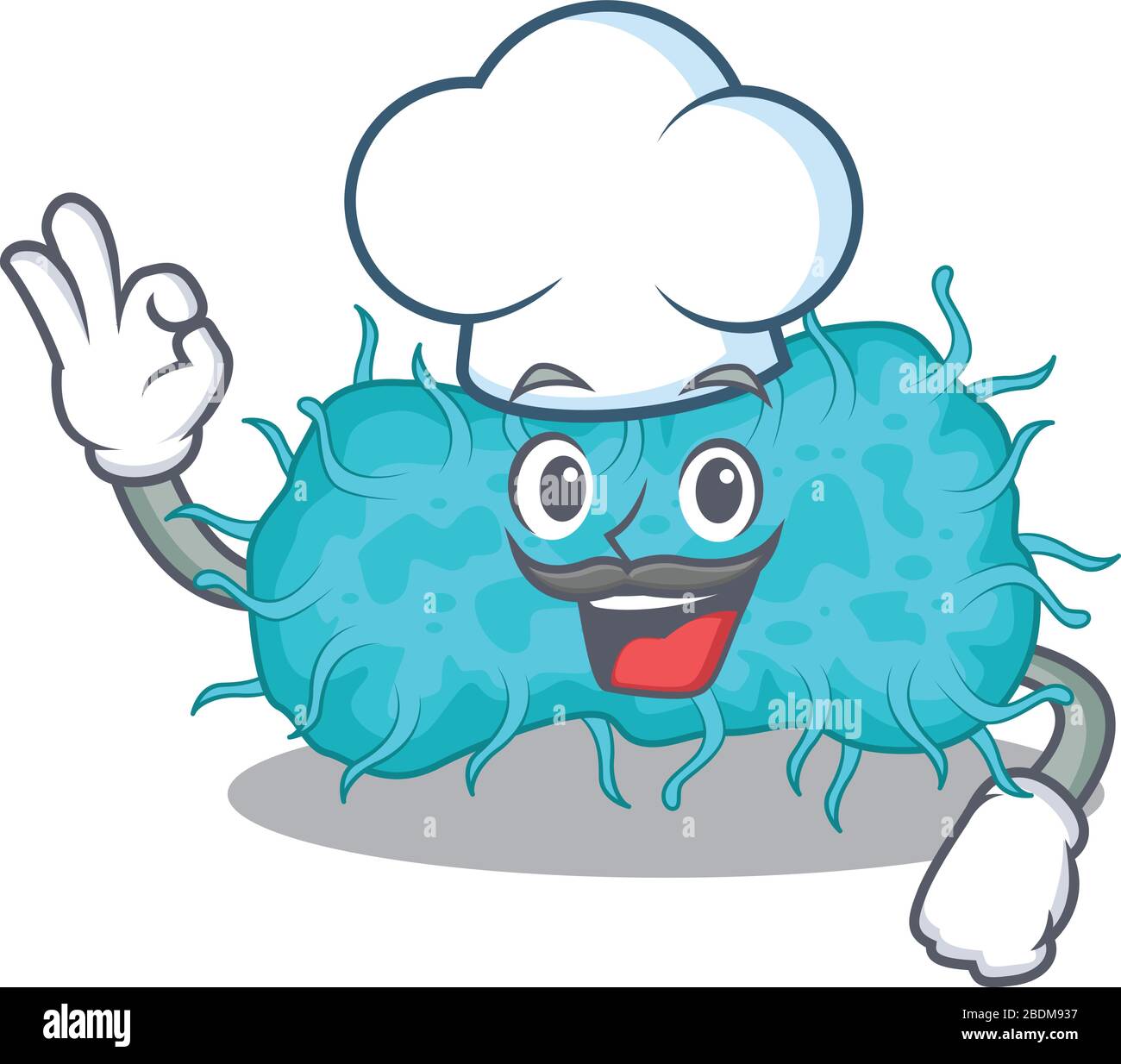 Bakterien prokaryote Koch Cartoon Design Stil trägt weißen Hut Stock Vektor