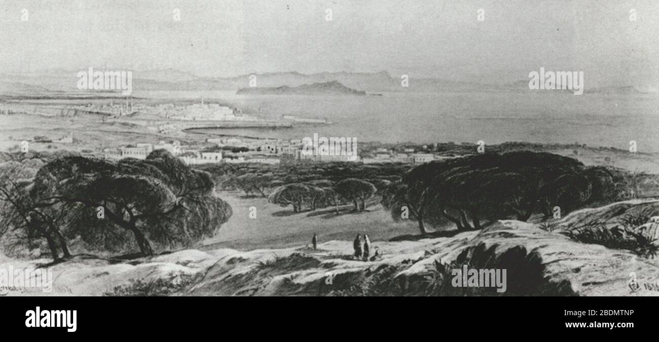 Haniá (ein Gemälde auf der Grundlage einer Zeichnung vom 15. April) - Lear Edward. Stockfoto