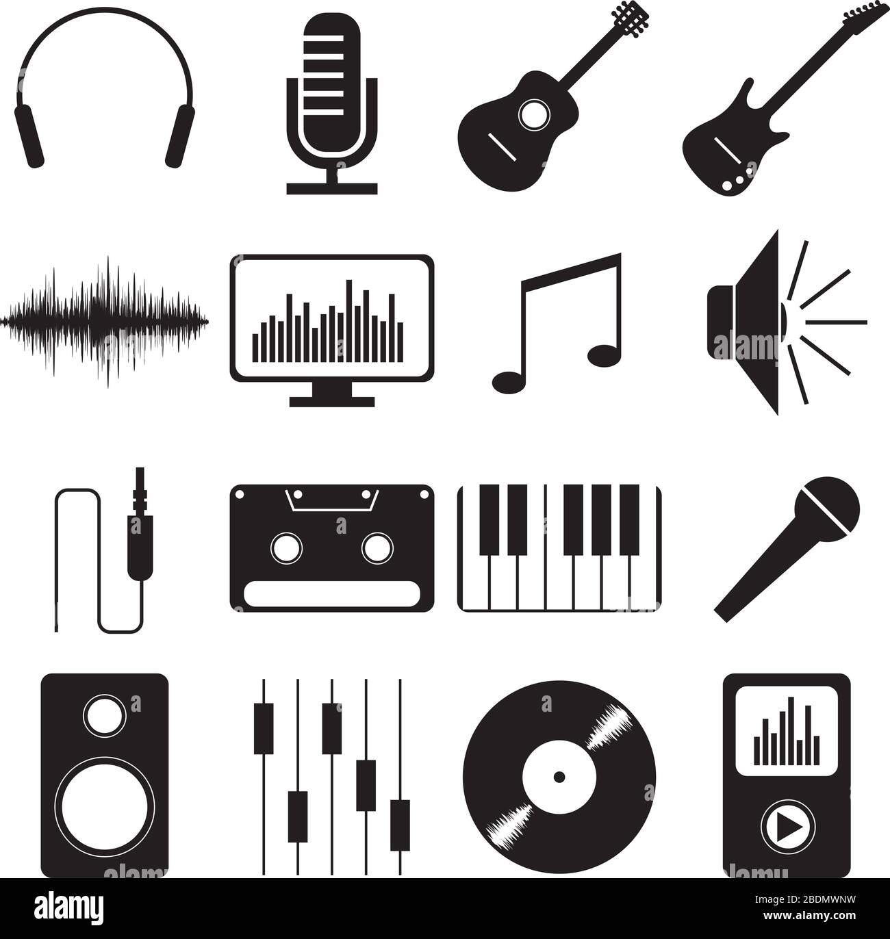 Musikpiktogramme/-Symbole Stock Vektor