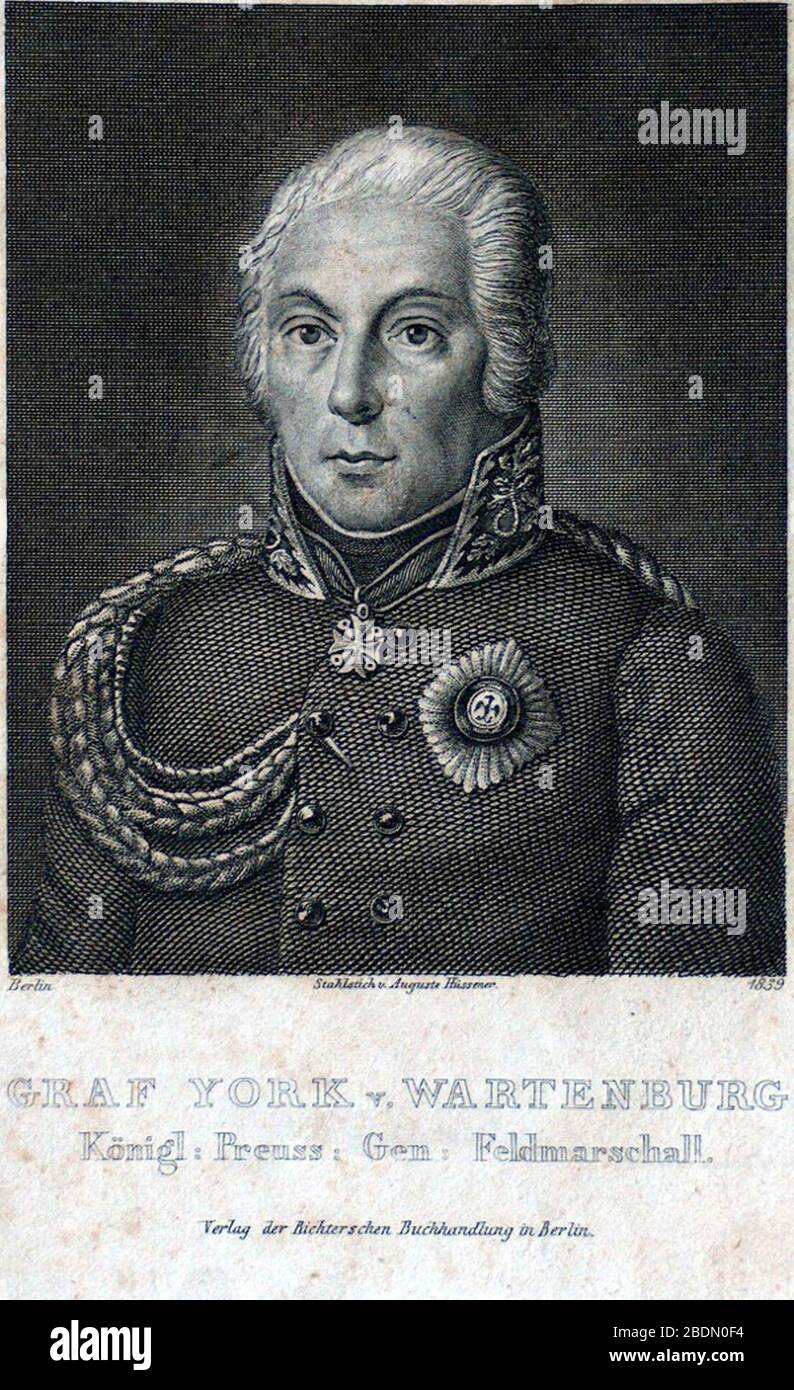 Hans David Ludwig Graf York von Wartenburg August Hüssener. Stockfoto