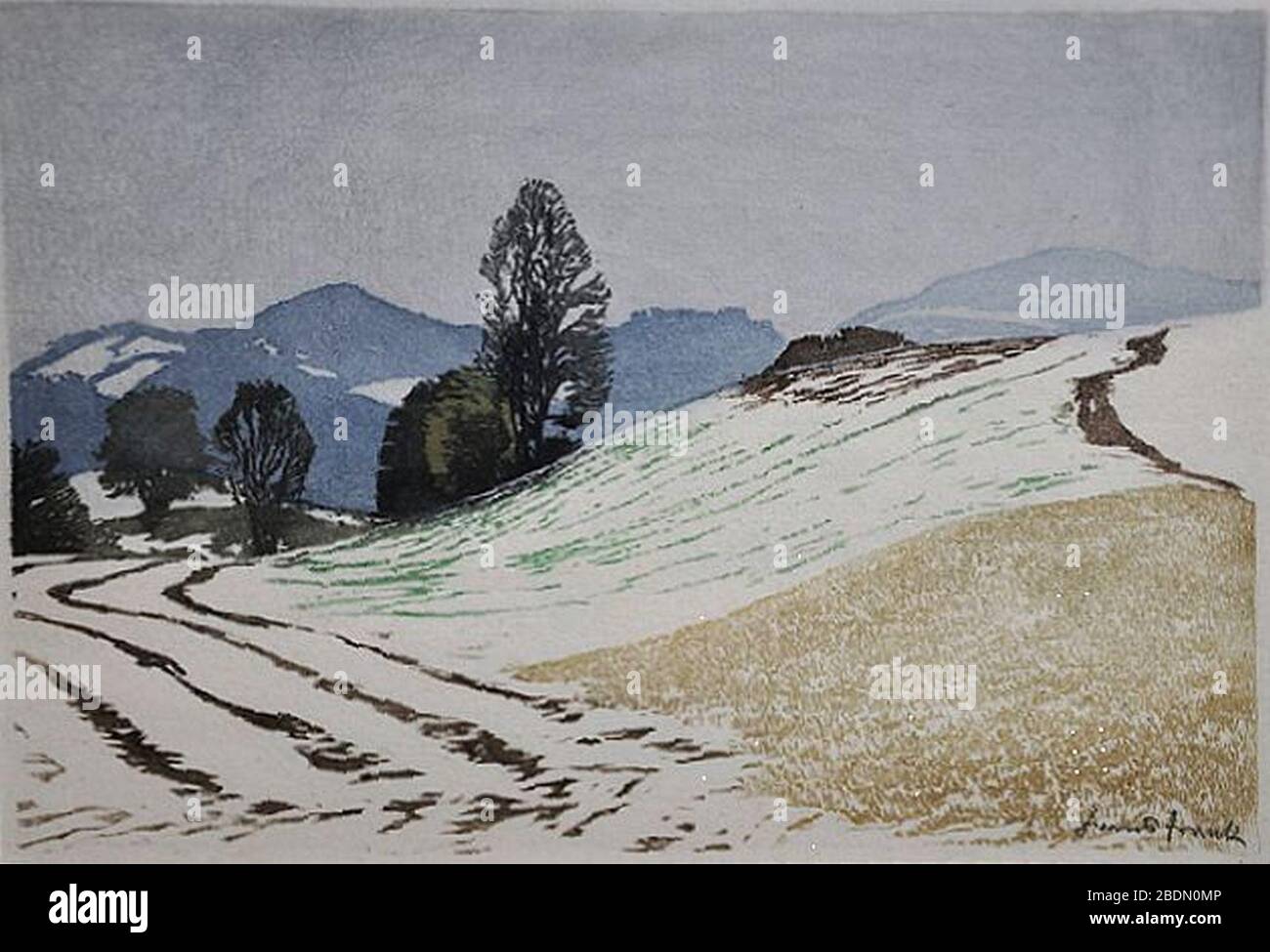 Hans Frank - Feld im Winter. Stockfoto