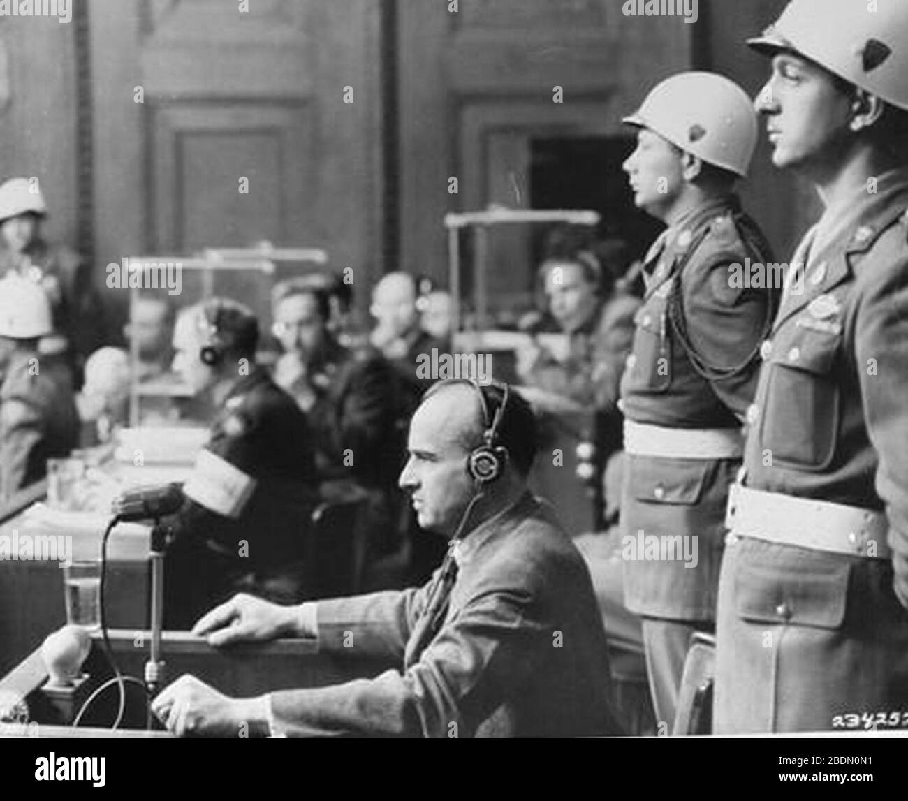 Hans Frank bei Nürnberger Prozessen. Stockfoto