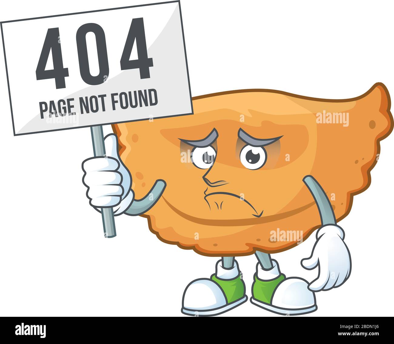 Trauriges Gesicht von Cornes de Gazelle Cartoon-Charakter hob 404 Bretter auf Stock Vektor