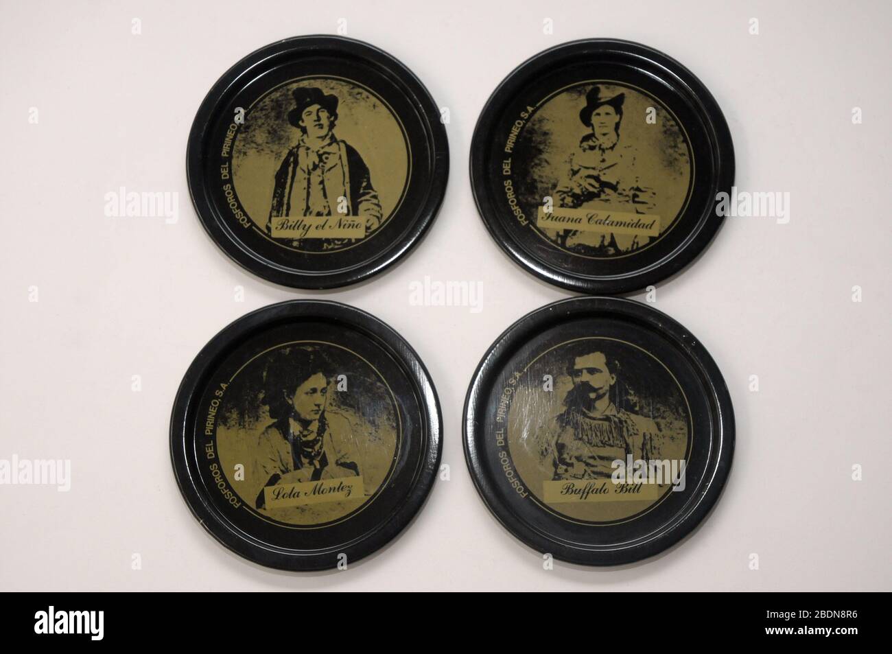 Billy el niño, Juana Calamidad, Lola Montez, Buffalo Bill Metal Coasters Stockfoto
