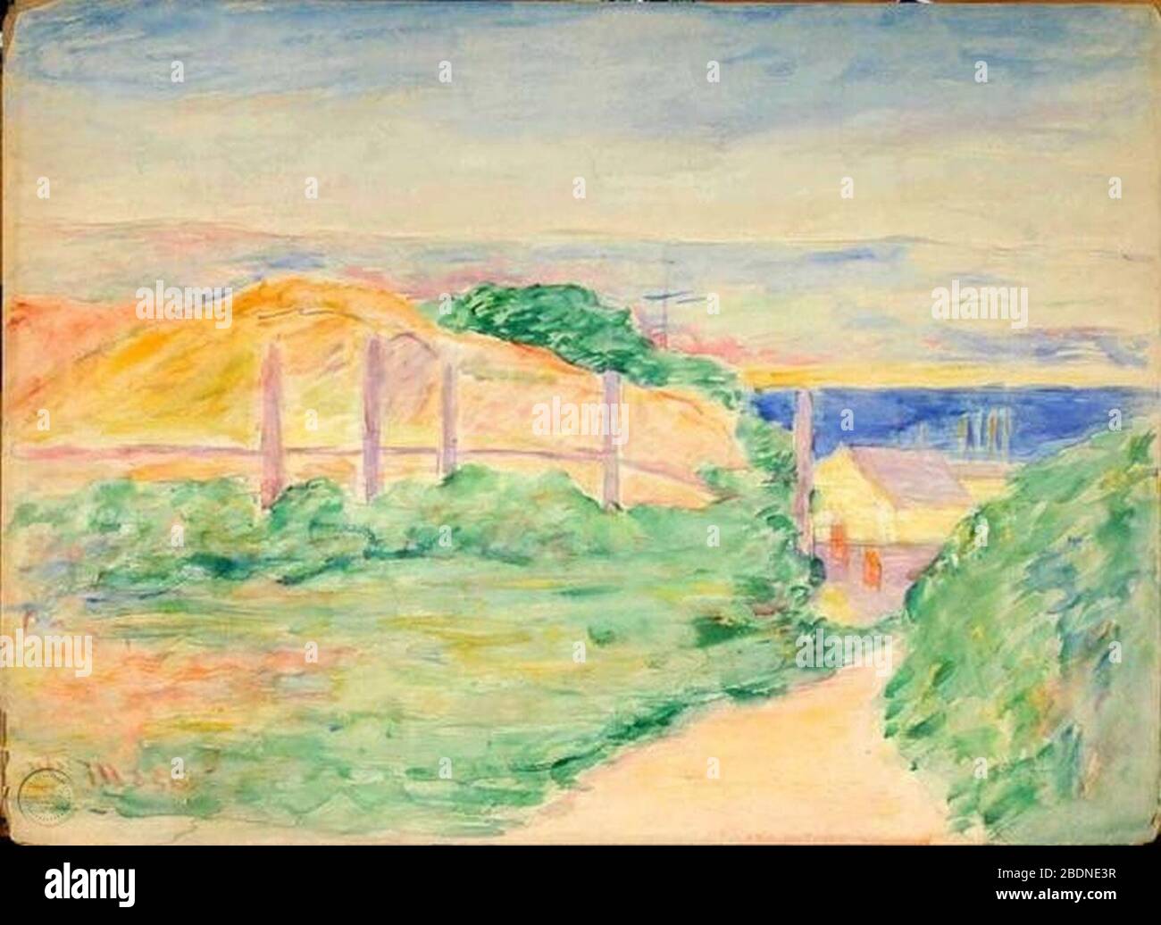 Hafenszene von Carolyn Campbell Mase 1880-1948. Stockfoto