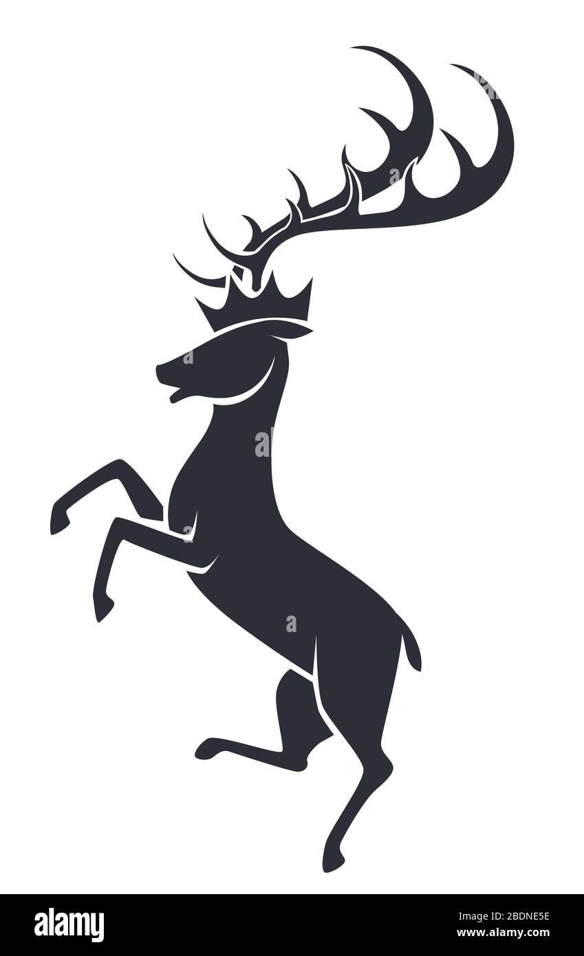 Wilder Hirsch oder Hirsch in Bewegung, Silhouetten-Symbol Stock Vektor