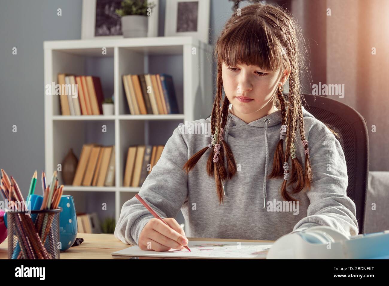 Jugendliche, die von zu Hause aus studieren Stockfoto