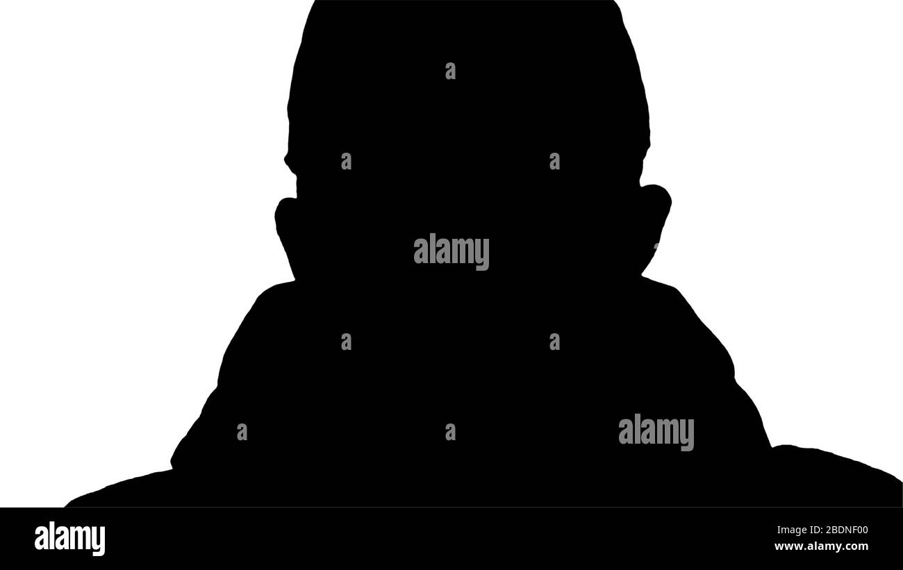 Silhouette husten beiläufigen Mann in medizinischen Maske. Stockfoto