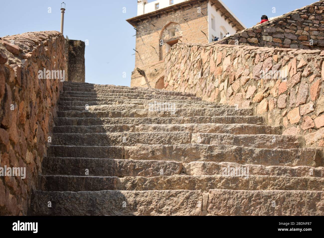 Der Stone Block Steps Walk Path im Foto Fort Stock Stockfoto