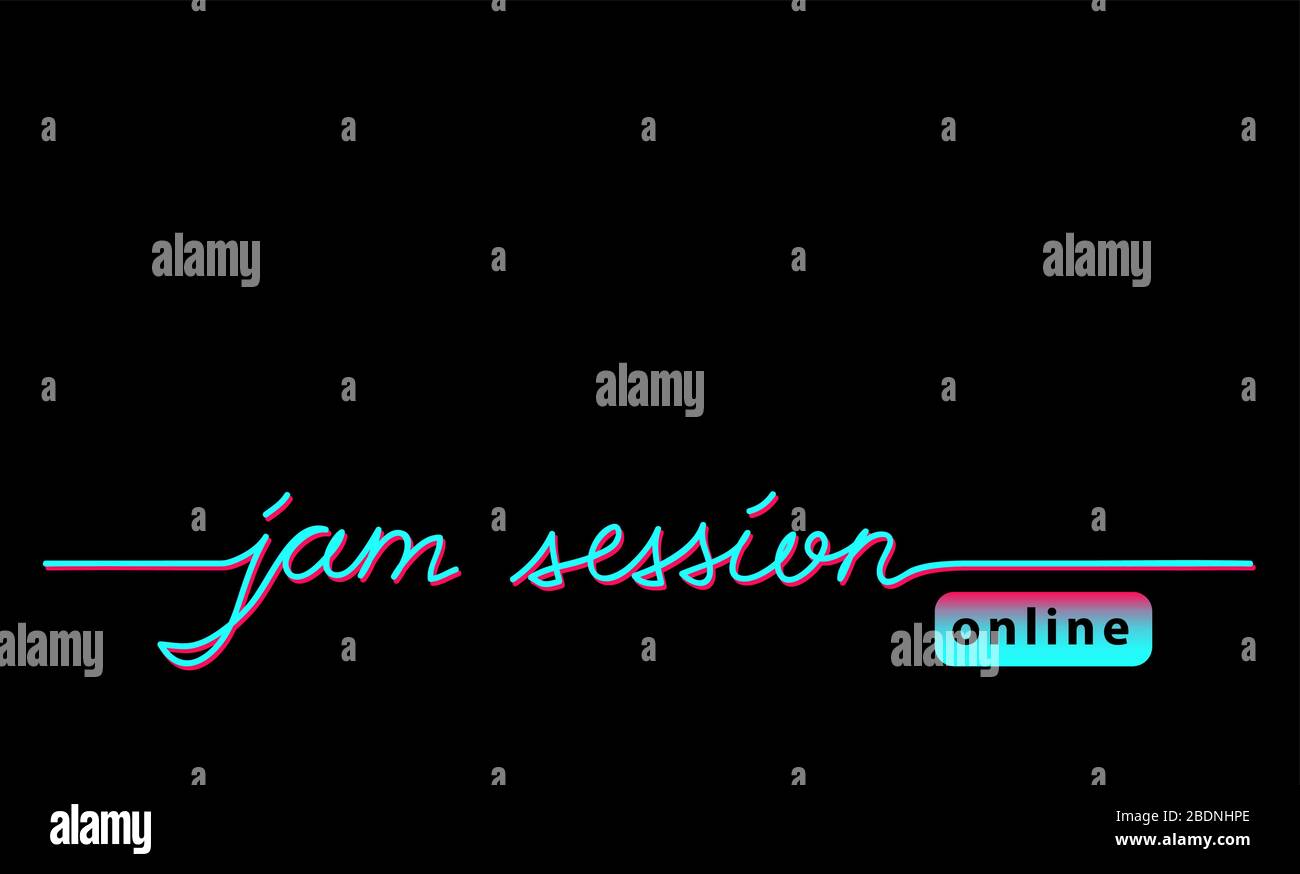 Online-Stau-Sitzung schwarzes Webbanner, Hintergrund mit tiktok-Farben. Stock Vektor