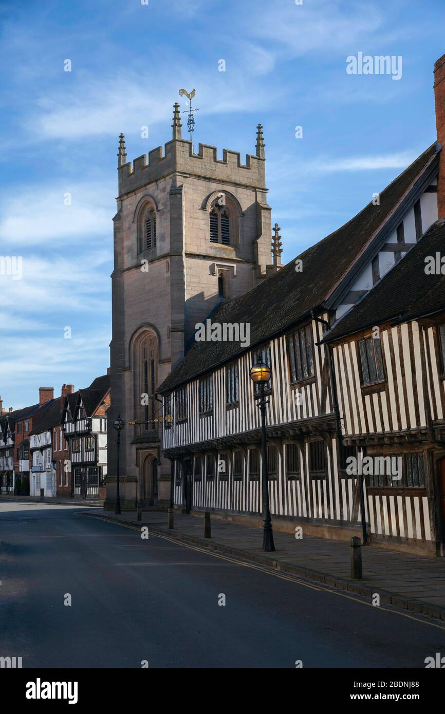 Kirche und Almshuses, Stratford upon Avon, Warwickshire, England Stockfoto