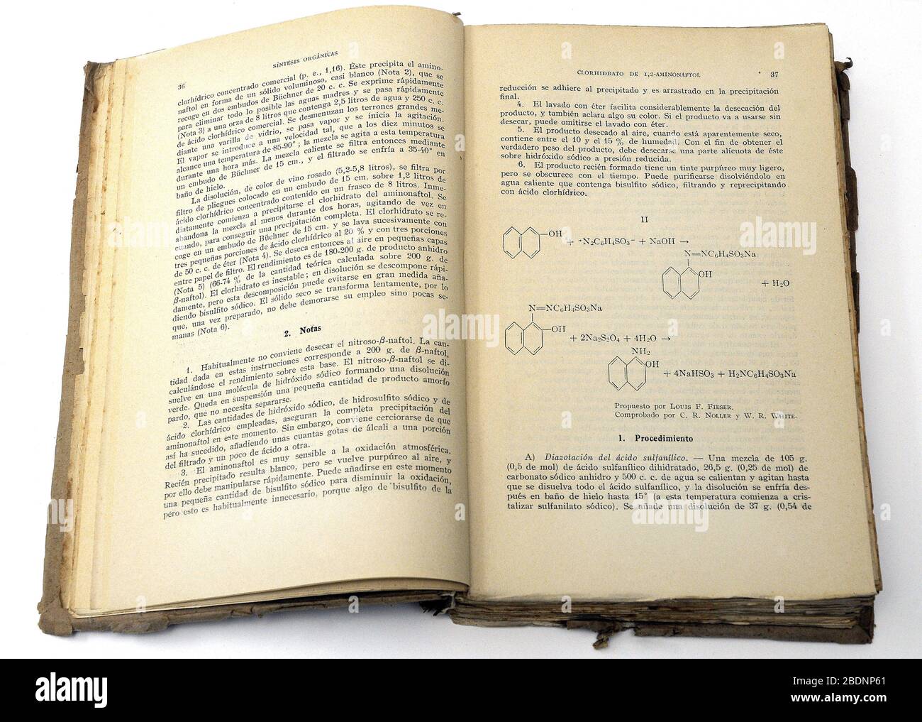 Organische Synthesis altes Buch 1950 Hrsg. Gustavo Gili. John Wiley and Sons, spanischer Wiktor. Stockfoto