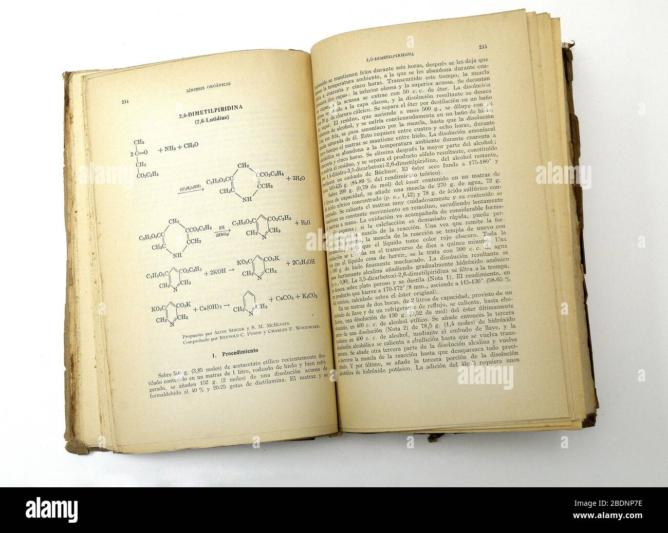 Organische Synthesis altes Buch 1950 Hrsg. Gustavo Gili. John Wiley and Sons, spanischer Wiktor. Stockfoto