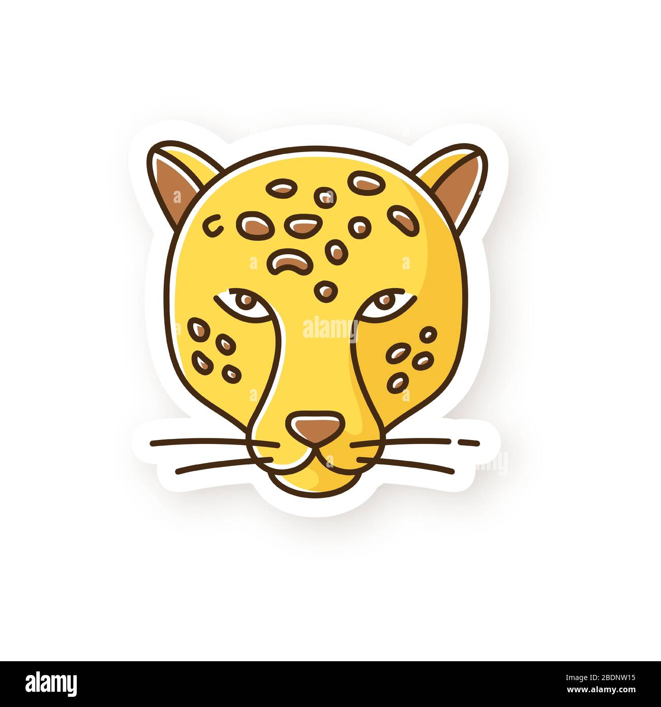 Jaguar Patch. Leopardenkopf. Gepard. Wilde große gepunktete Katze, die in Südamerika lebt. Aggressives Raubtier. Dschungelbewohner. Amerikanischer Panther. RGB-Farbe Stock Vektor