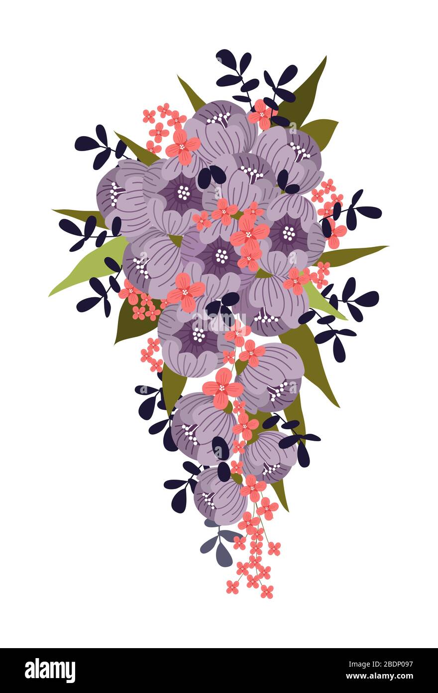 Isolierte Hochzeit Blumenstrauß für Braut von niedlichen abstrakten Hand zeichnen Blumen. Blumenvektor Stock Vektor