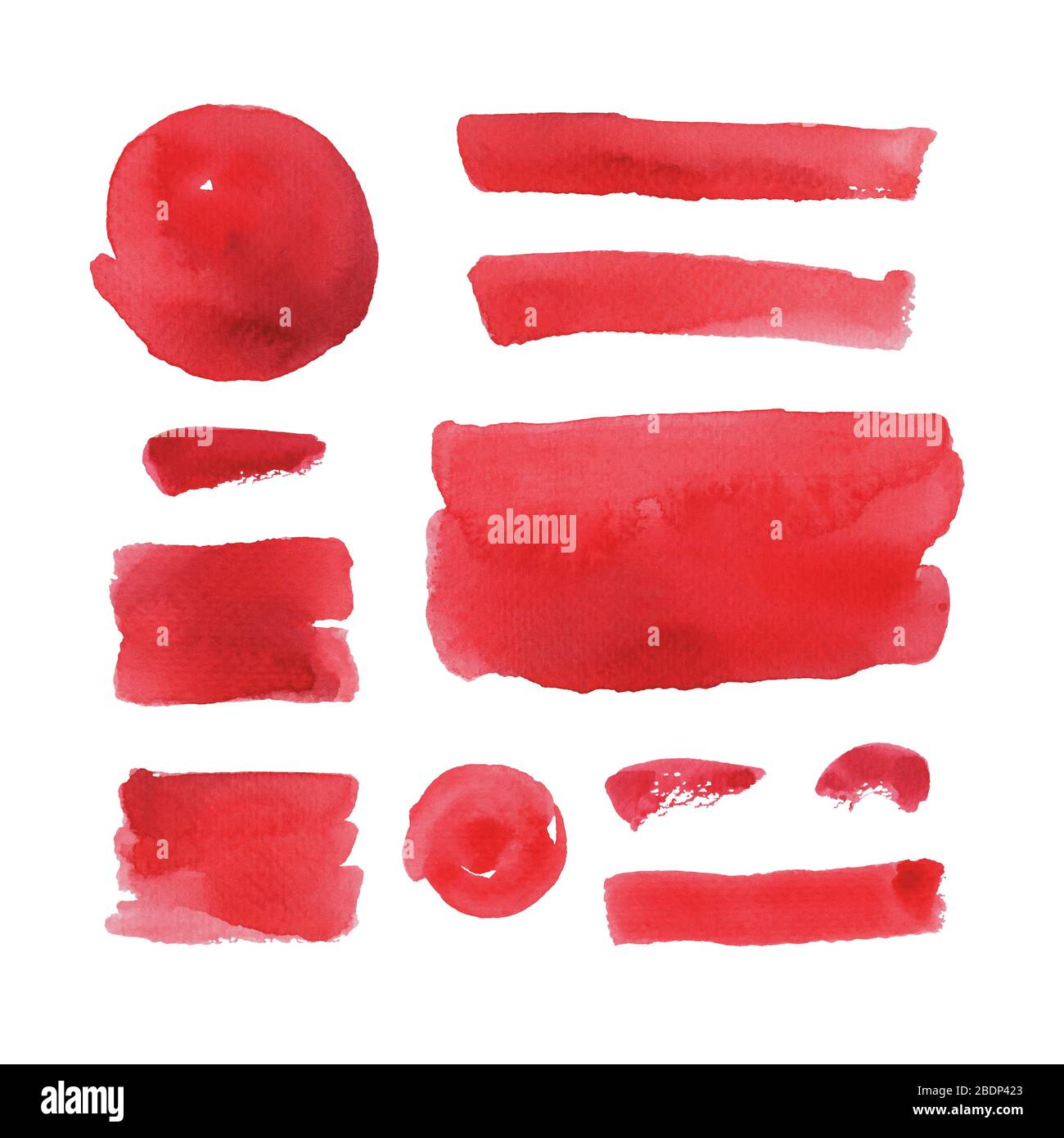Abstrakte rote Elemente in Aquarell Stockfoto