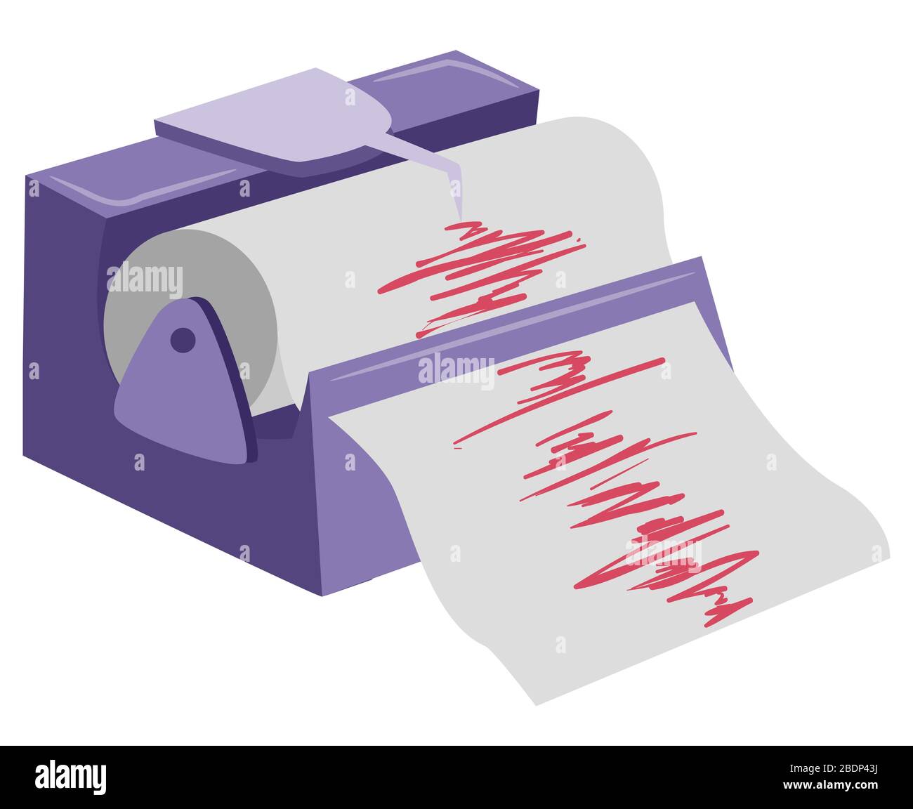 Abbildung eines Seismographen Aufnahme einer Vibration auf Fotopapier Stockfoto