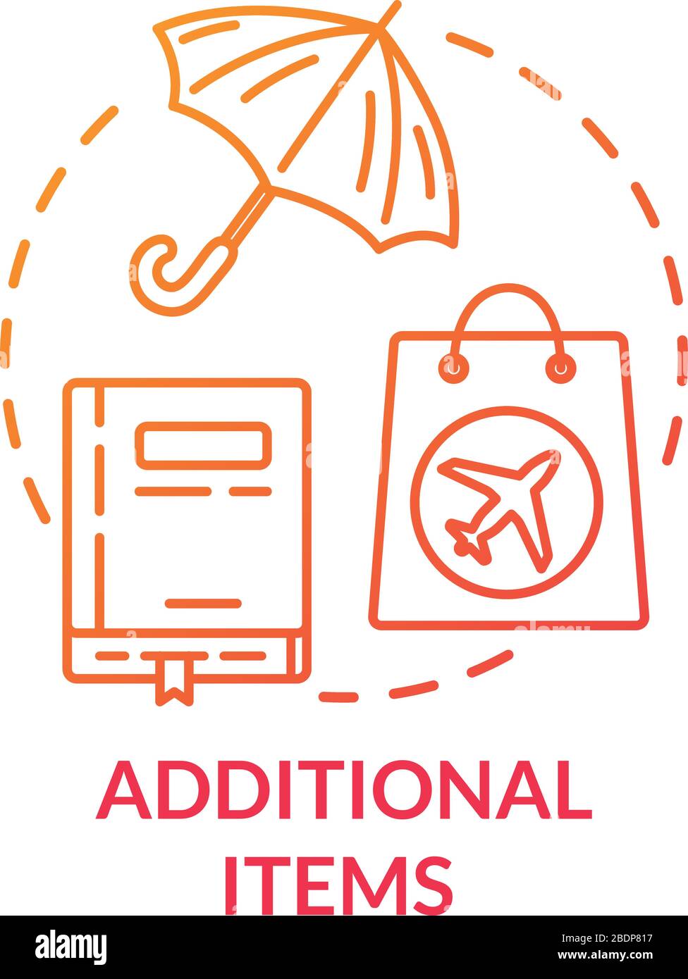 Weiteres Symbol für das Konzept zulässiger Elemente. Transport und Handgepäck AirPort Control Idee Thin Line Illustration. Erlaubte Habseligkeiten. Vektor isoliert Stock Vektor