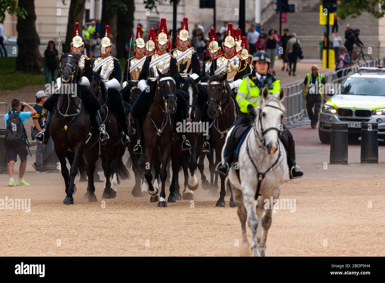 Der tägliche Wachwechsel im House Guards Palace, City of Westminister, Greater London, Großbritannien. Stockfoto