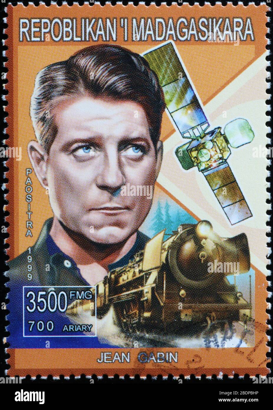 Französischer Schauspieler Jean Gabin auf Briefmarke Stockfoto