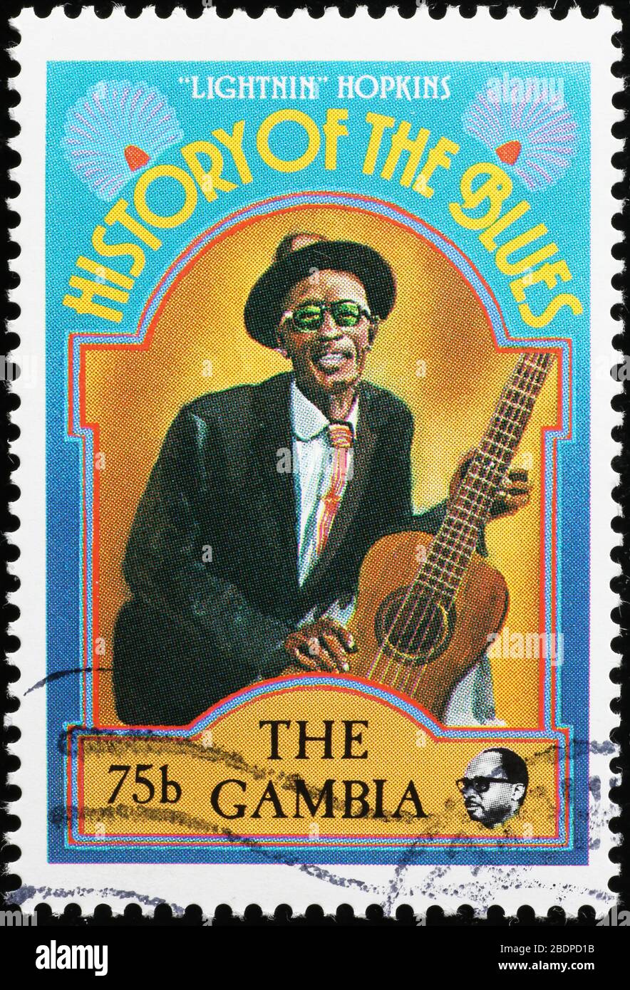 Geschichte der Blues, Lightnin'Hopkins auf Briefmarke Stockfoto