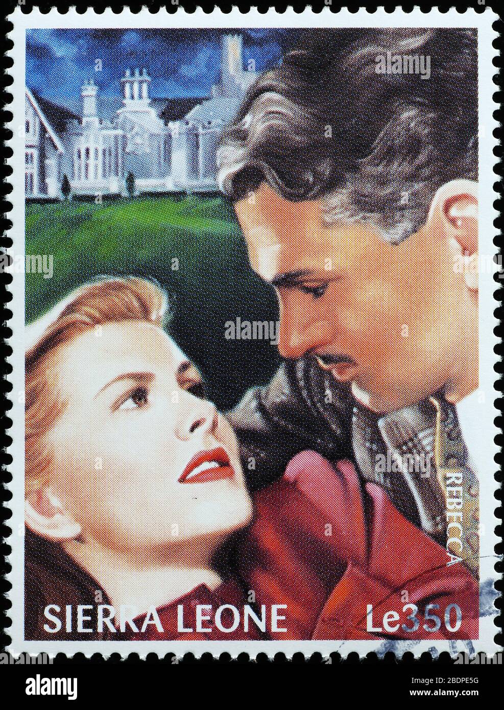 Szene aus Rebecca von Hitchcock auf Briefmarke Stockfoto