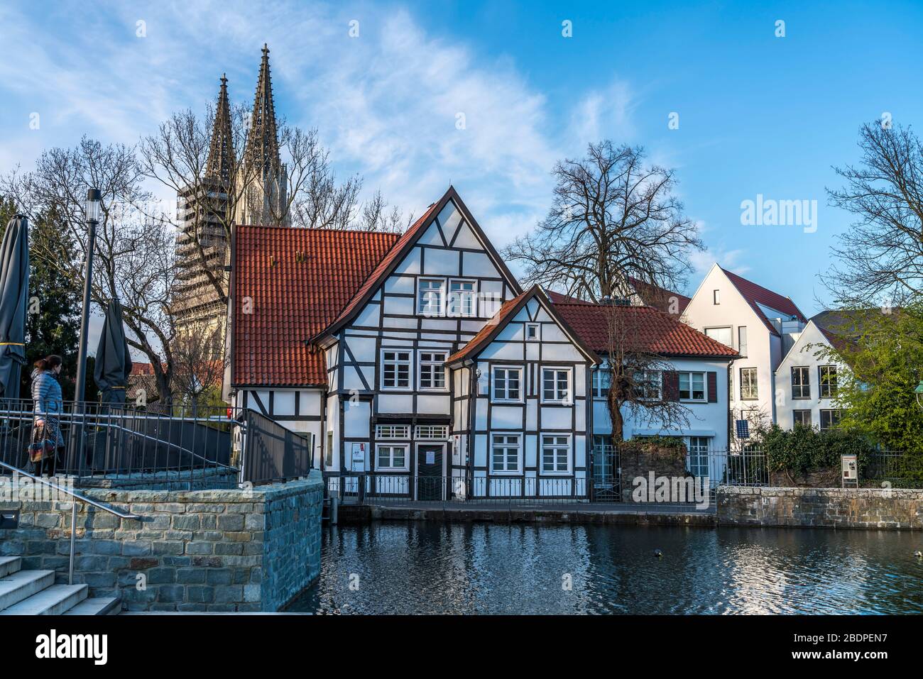 Touristeninformationen am großen Teich in Soest, Nordrhein-Westfalen, Deutschland, Nordrhein-W Stockfoto