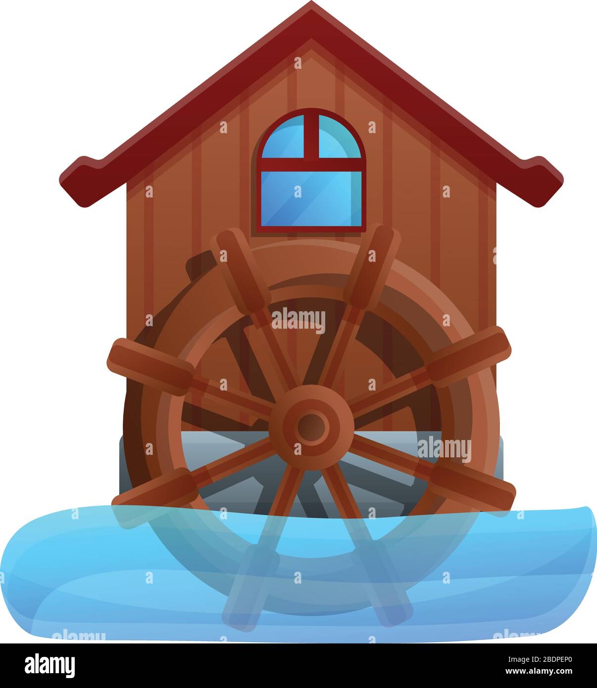Symbol für Wassermühle. Cartoon des Wassermühlenvektor-Symbols für Webdesign isoliert auf weißem Hintergrund Stock Vektor