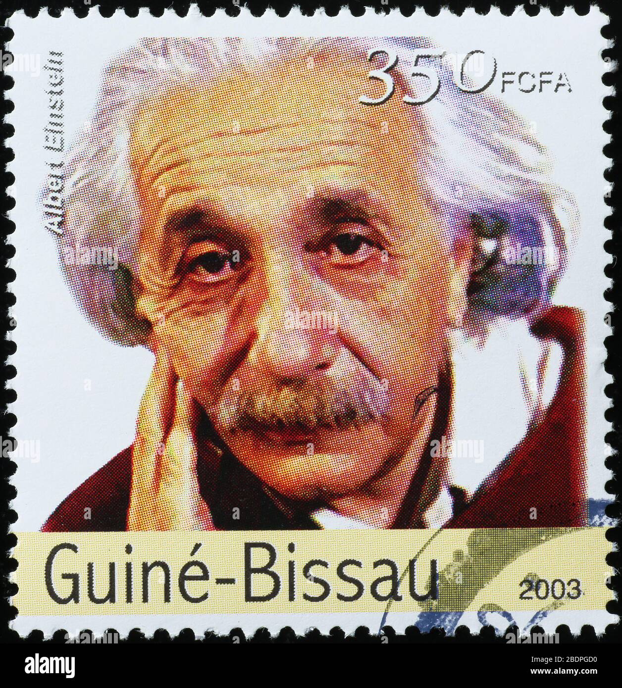 Schönes Porträt von Einstein auf Briefmarke von Guinea Bissau Stockfoto