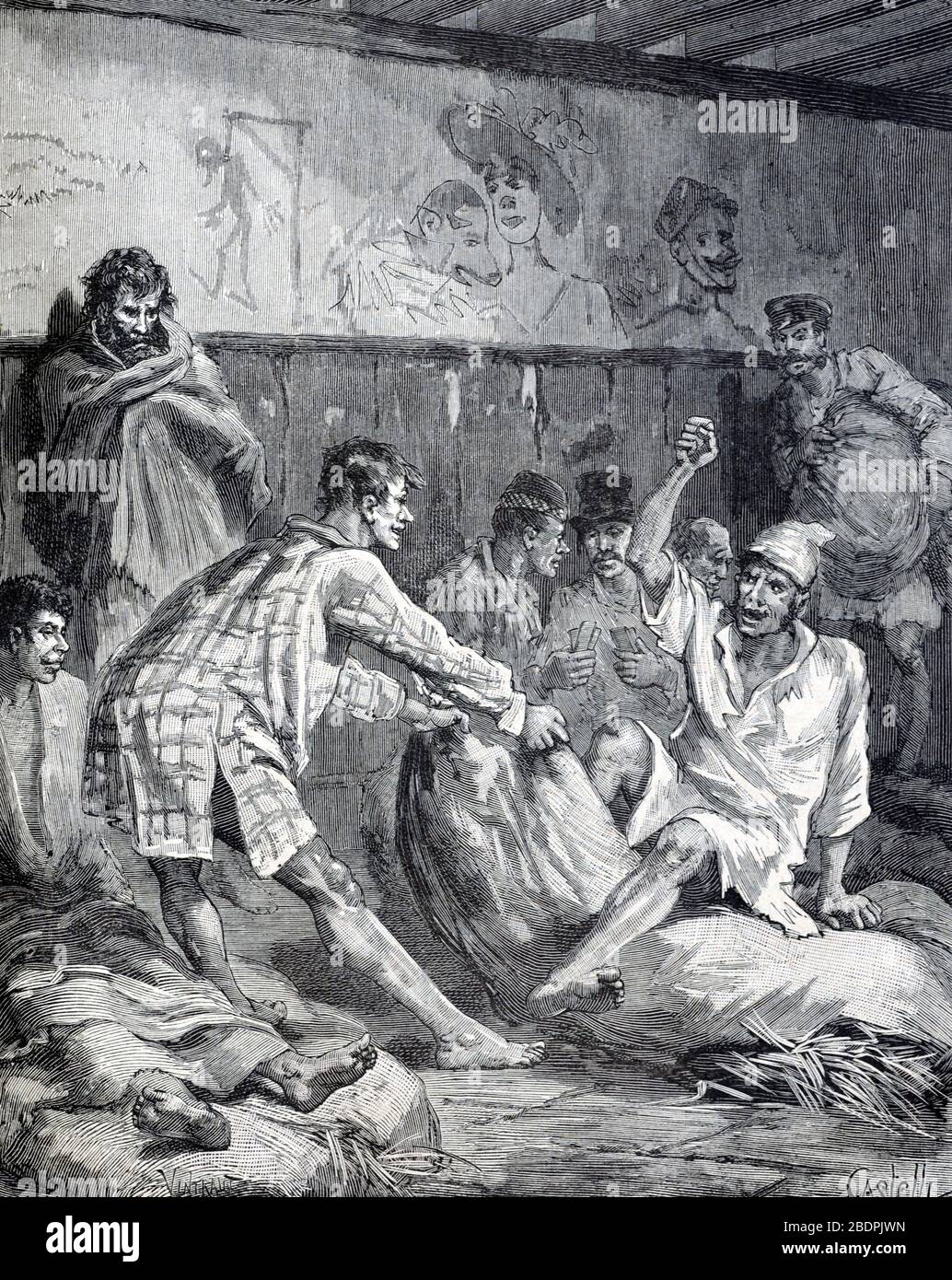 Workhouse, Poorhouse oder Obdachlosen Nacht Shelter Lambeth London England. Vintage oder Alte Illustration oder Gravur 1886 Stockfoto