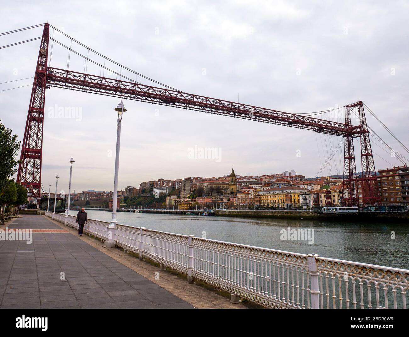 Puente Colgante de Bizkaia con Portugalete al fondo. Bizkaia. País Vasco. España Stockfoto