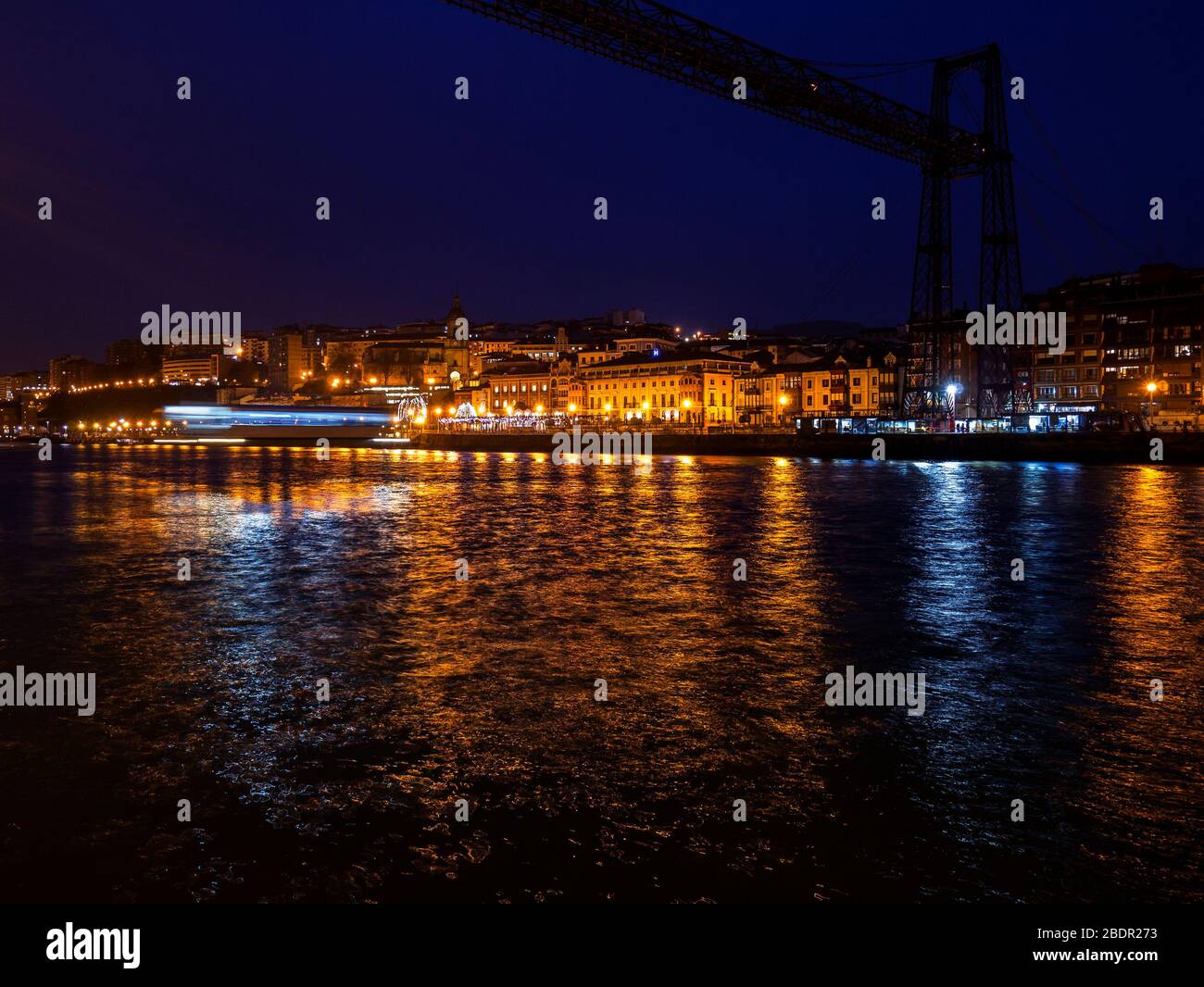 Puente Colgante de Bizkaia con Getxo al fondo. Portugalete. Bizkaia. País Vasco. España Stockfoto