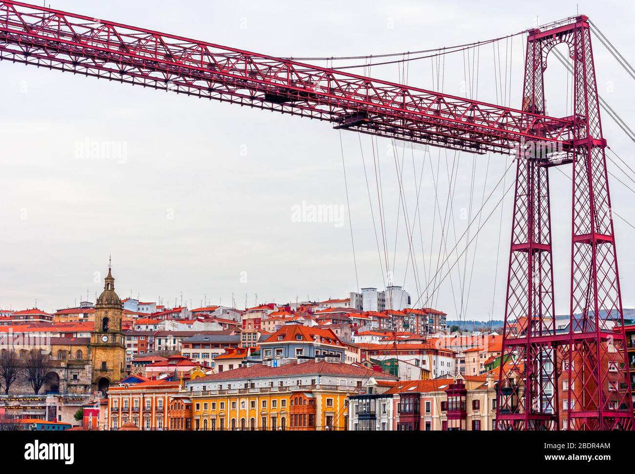 Puente Colgante de Bizkaia con Portugalete al fondo. Bizkaia. País Vasco. España Stockfoto