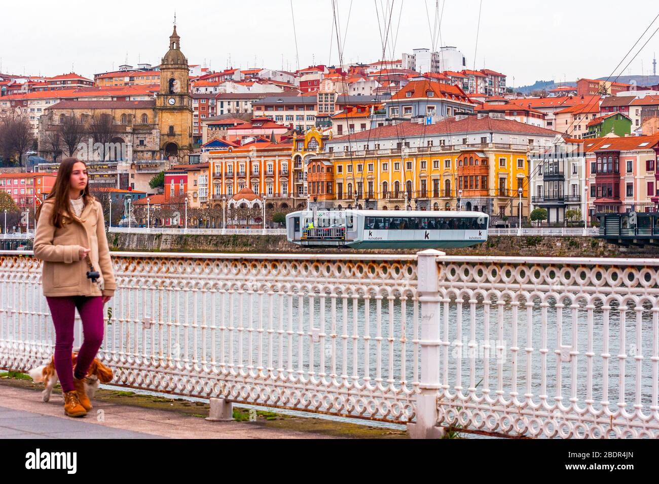 Puente Colgante de Bizkaia con Portugalete al fondo. Bizkaia. País Vasco. España Stockfoto