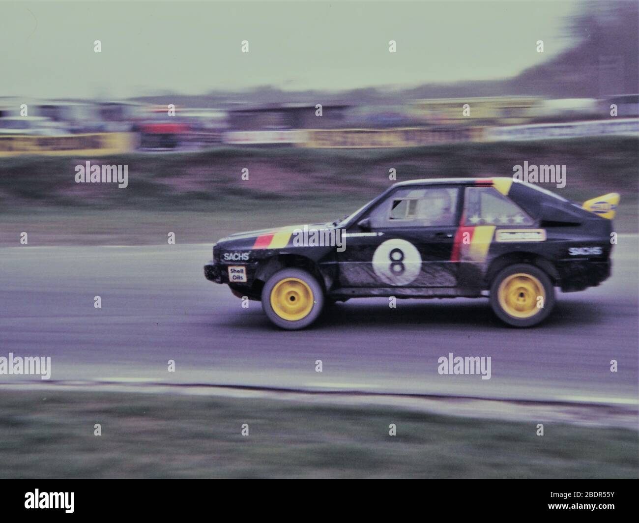 Audi Quattro S1, Gruppe B Rallye-Auto, auf dem Lydden Hill Rallycross Circuit (ca. 1987), Denton mit Wootten, Kent, Großbritannien Stockfoto