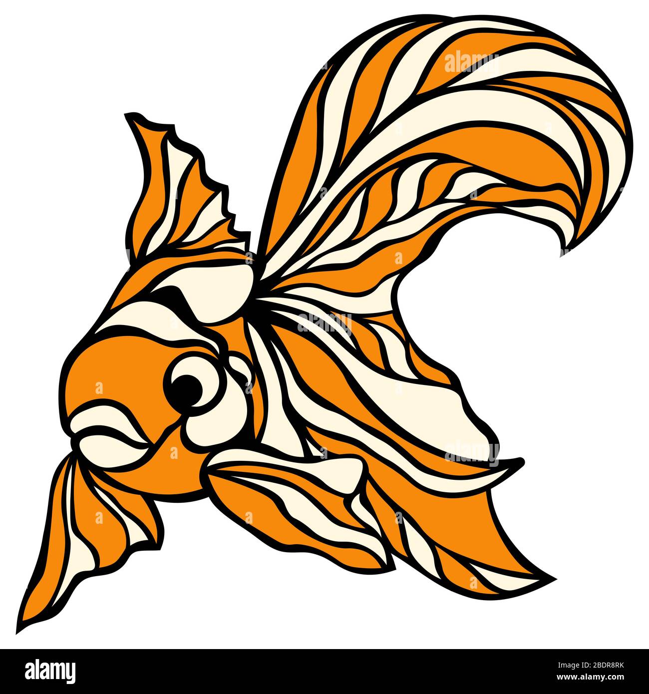Süßes Goldfish-Symbol. Cartoon mit niedlichem Goldfischvektor-Symbol für Webdesign, isoliert auf weißem Hintergrund. Stock Vektor